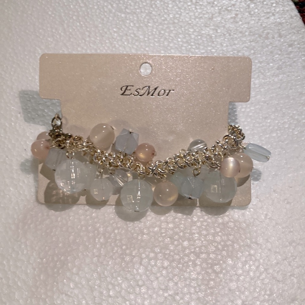 Light blue and pinkish tan bracelet